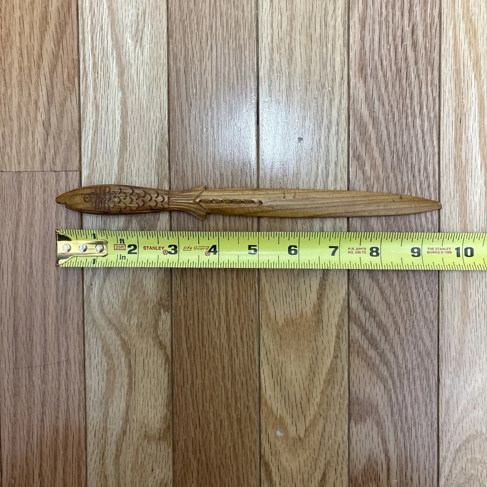 Vintage‎ Hand Carved Wood Wooden Fish Letter Opener